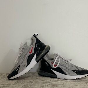 Nike Men's Air Max 270 Sneakers - Grey/Black with Red Swoosh